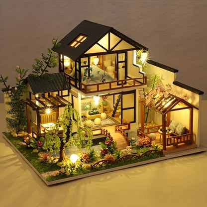 Diy Miniature House Kits Wooden Model Kit With Illuminated Interior - Image 1