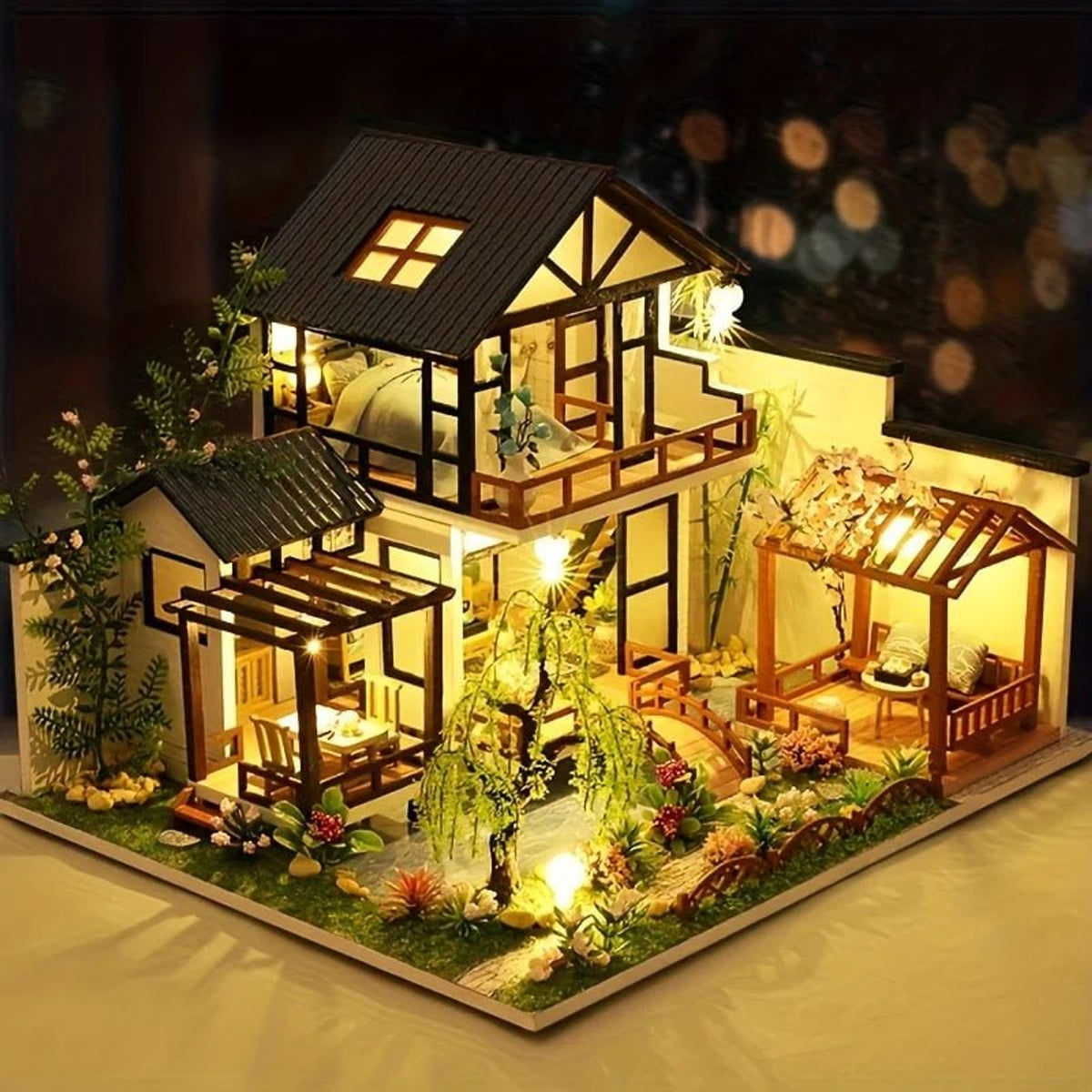 Diy Miniature House Kits Wooden Model Kit With Illuminated Interior - Image 6