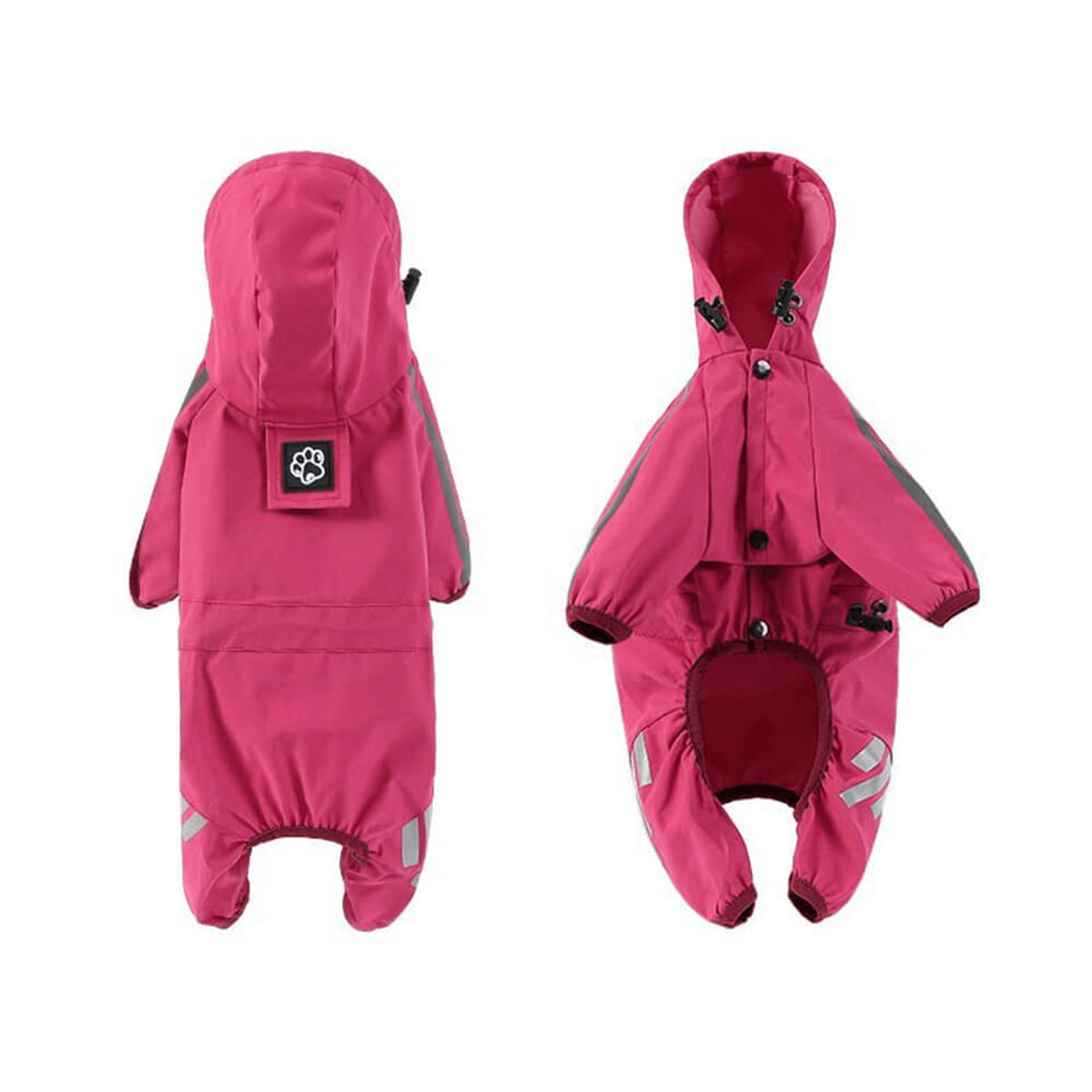 Dog Raincoat Full-Body Hooded Waterproof Rain Jacket With Reflective Strips - Image 3