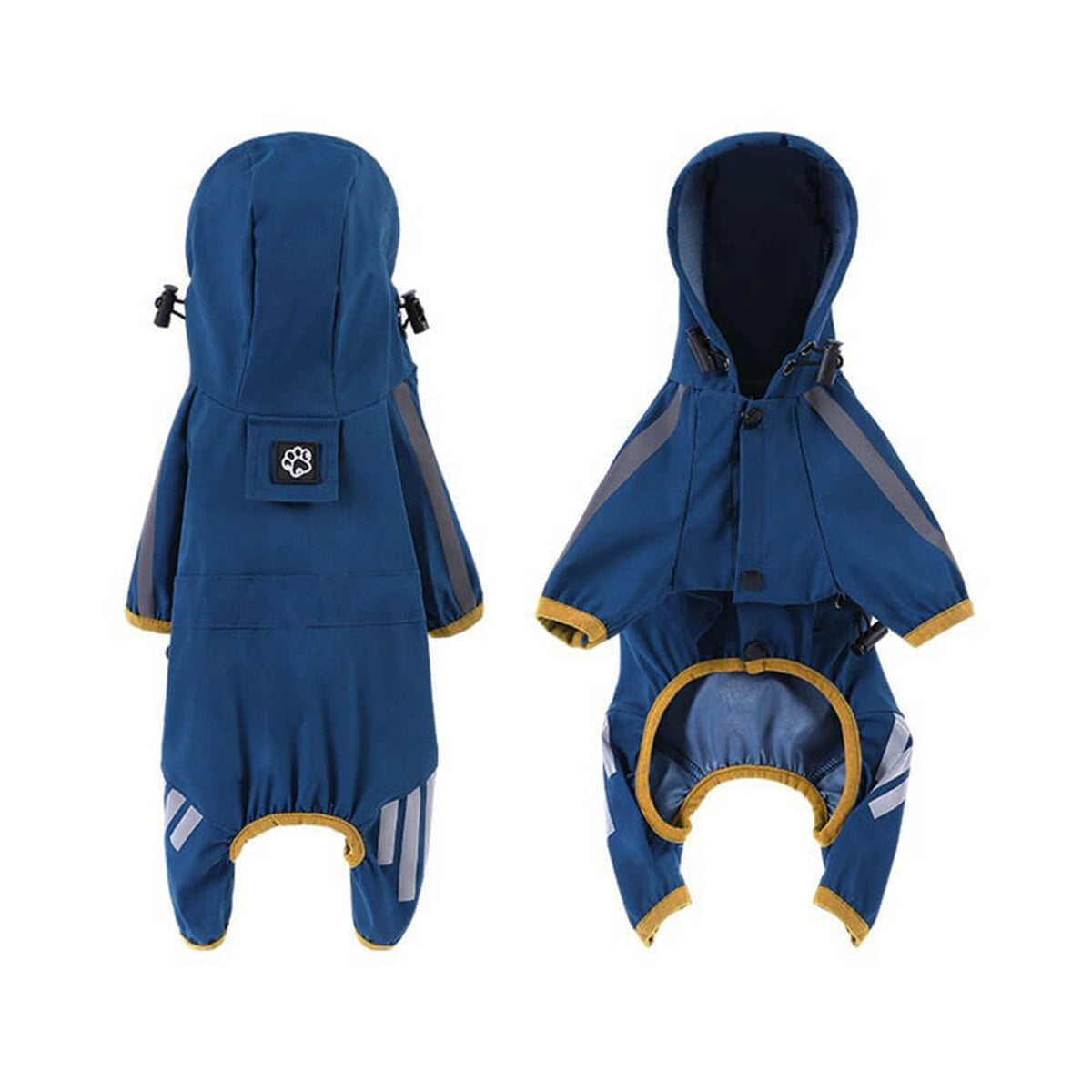 Dog Raincoat Full-Body Hooded Waterproof Rain Jacket With Reflective Strips - Image 11