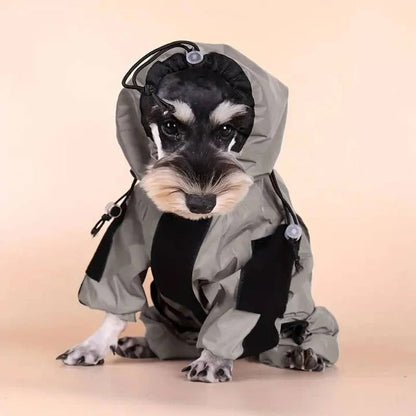 Dog Raincoat Waterproof Full Body Rain Jacket With Hood For Pets Grey Black Accents - Image 2