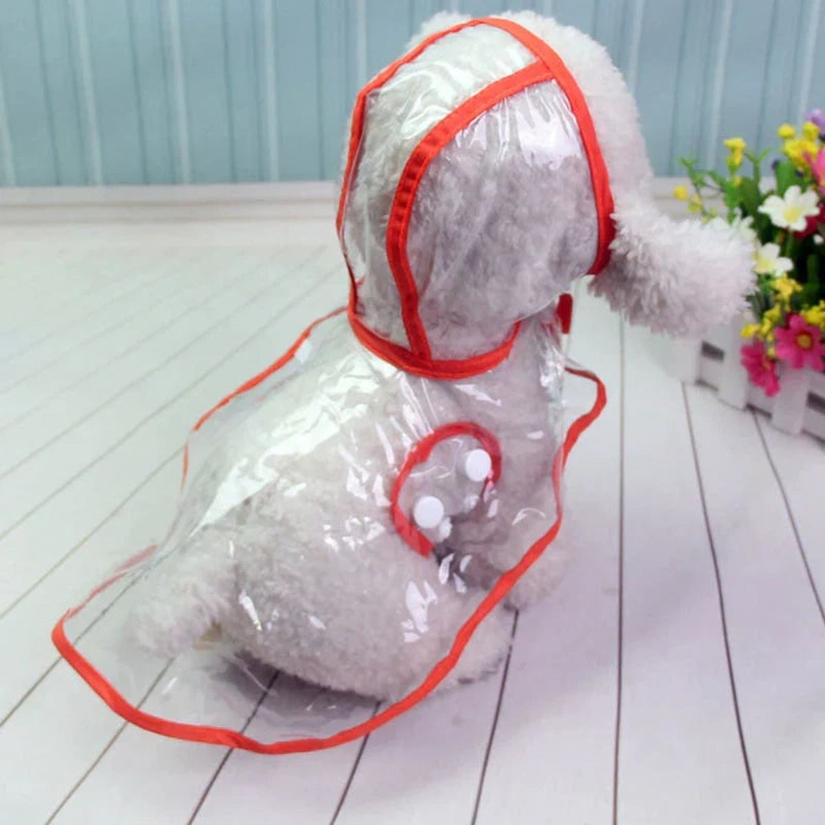 Dog Raincoat Waterproof Jacket Clear Hooded Pet Rain Gear With Colored Trim - Image 15