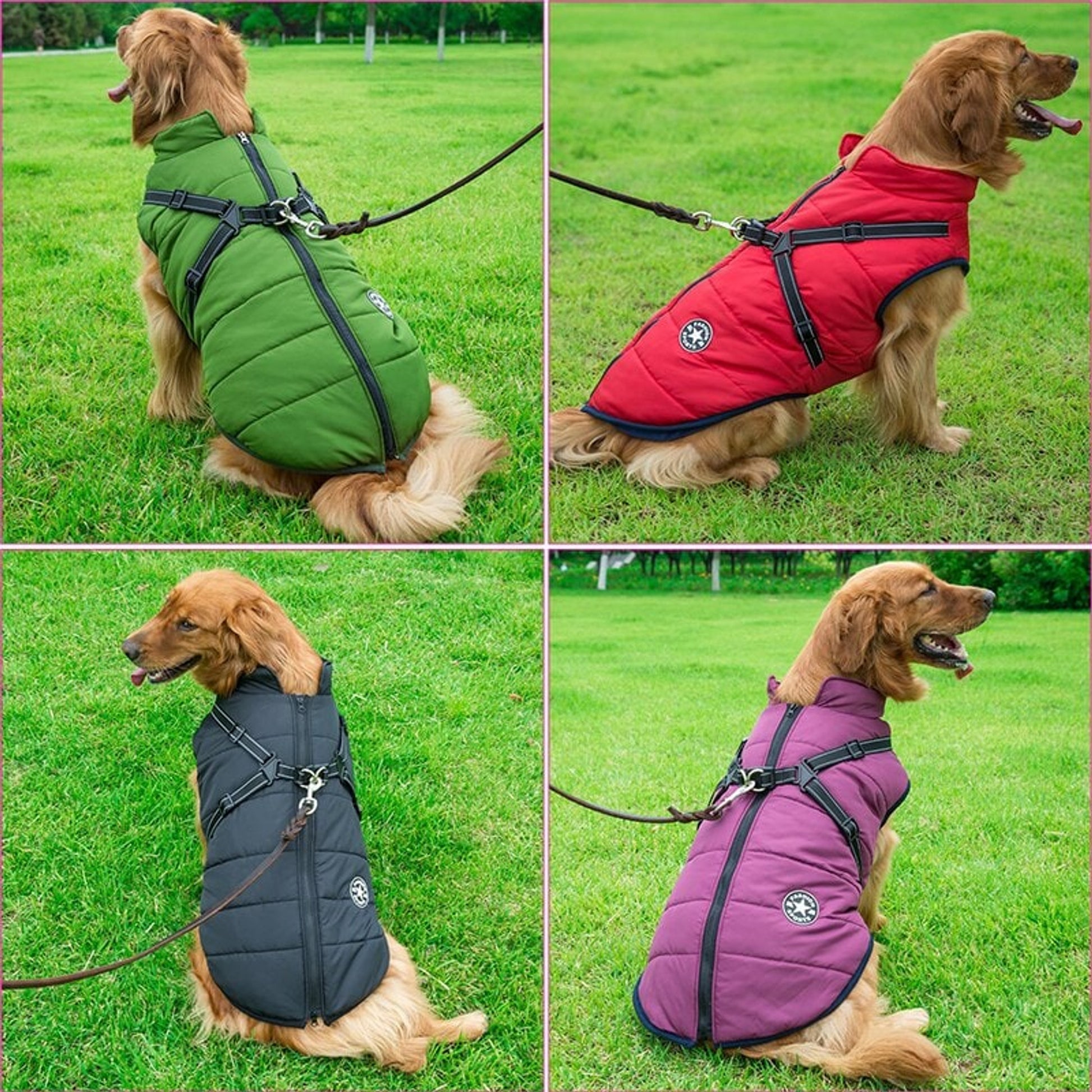 Dog Winter Coat With Harness Warm Waterproof Padded Vest Jacket For Pets - Image 3