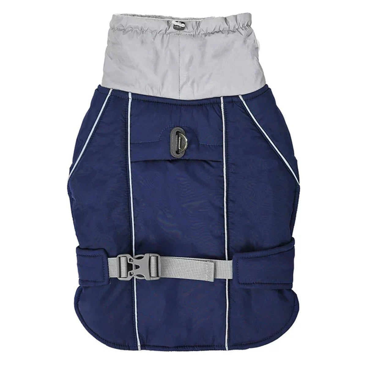 Dog Winter Coat With Reflective Trim High Collar Adjustable Waist Strap And D-ring For Harness - Image 5