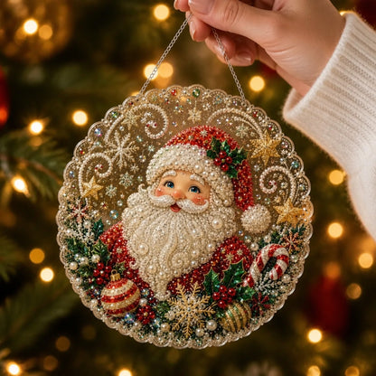 Double-Sided Round Christmas Diamond Art Ornament Kit With Resin Beads - Image 2