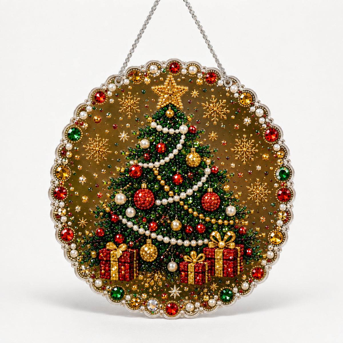 Double-Sided Round Christmas Diamond Art Ornament Kit With Resin Beads - Image 6