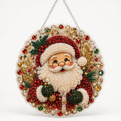 Double-Sided Round Christmas Diamond Art Ornament Kit With Resin Beads - Image 5