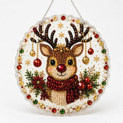 Double-Sided Round Christmas Diamond Art Ornament Kit With Resin Beads - Image 4