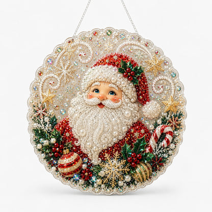 Double-Sided Round Christmas Diamond Art Ornament Kit With Resin Beads - Image 3