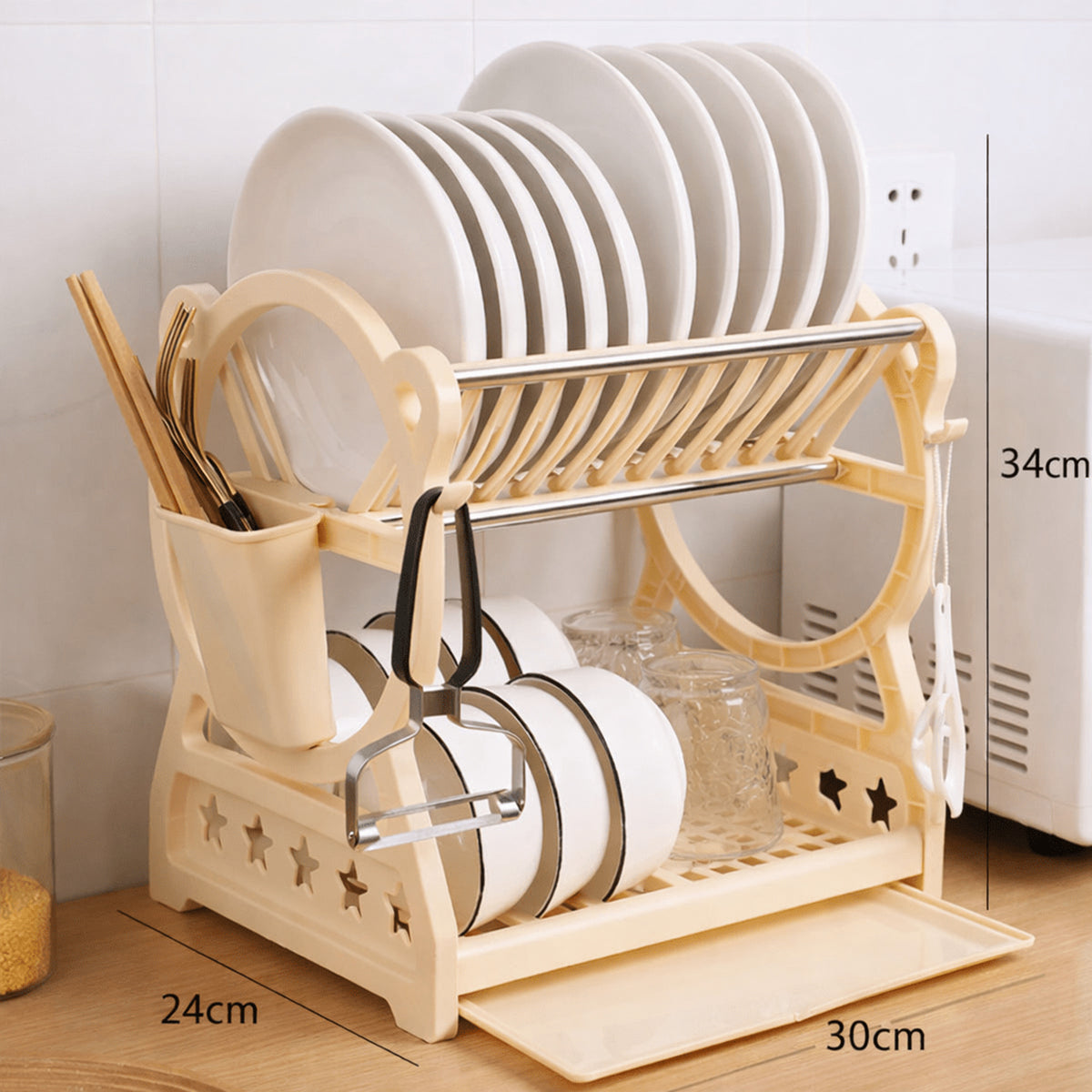 Drainpro 2 Tier Dish Drainer With Cutlery Holder And Drip Tray - Image 5