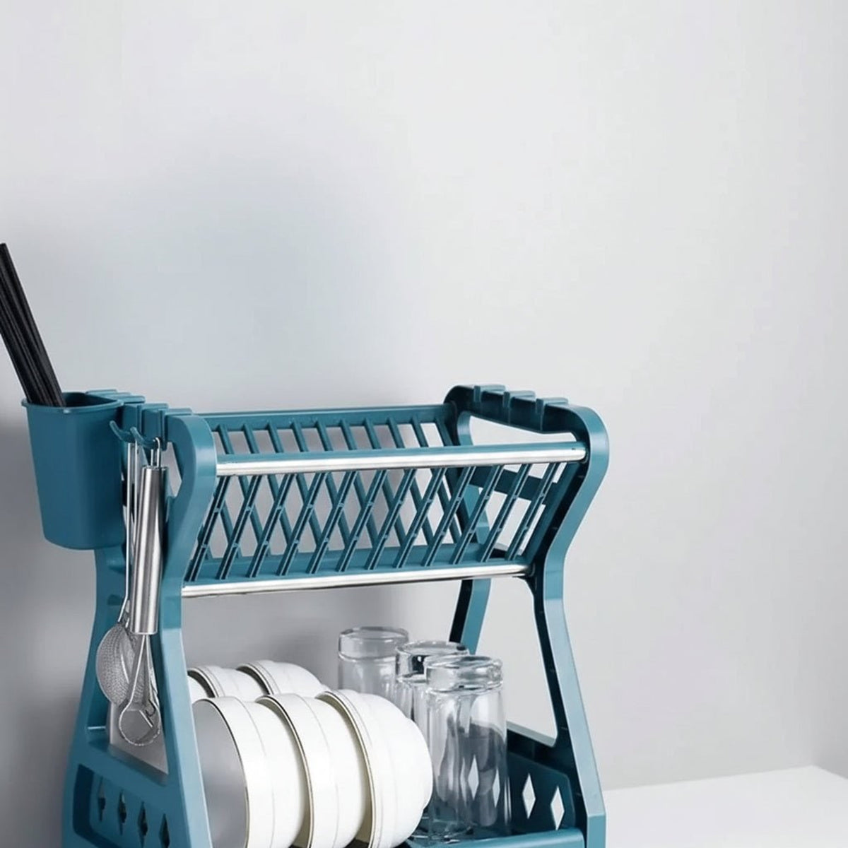 Drainpro 2 Tier Dish Drainer With Cutlery Holder And Drip Tray - Image 3