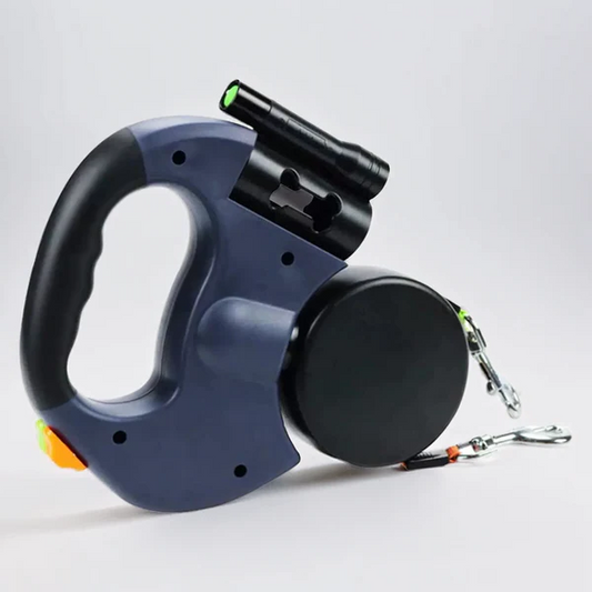 Dual Retractable Dog Leash With Flashlight And Waste Bag Holder - Image 2