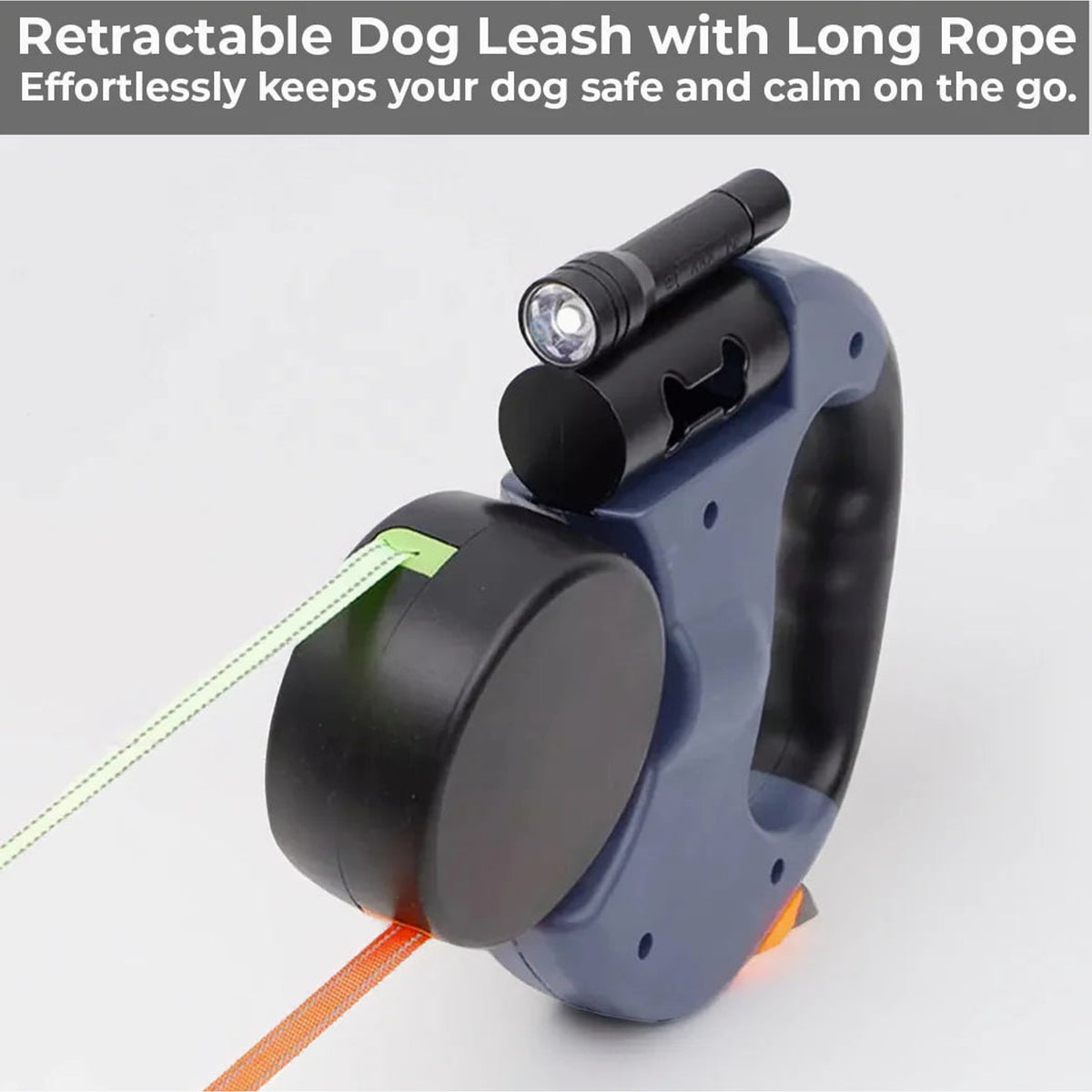 Dual Retractable Dog Leash With Flashlight And Waste Bag Holder - Image 7