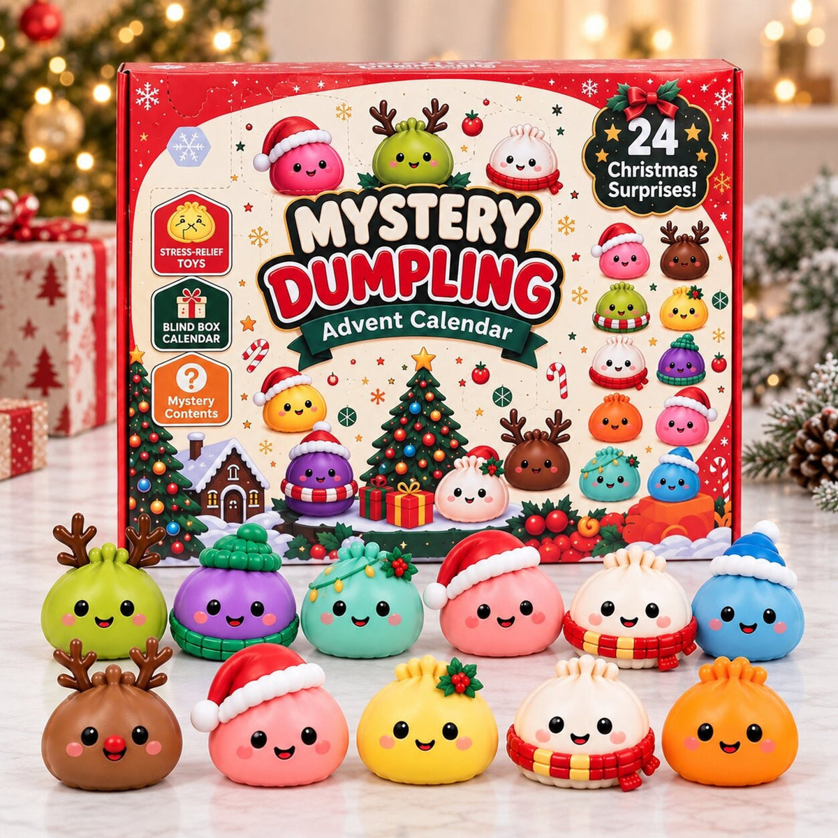 Dumplings Christmas Advent Calendar With 24 Squishy Figures - Image 1