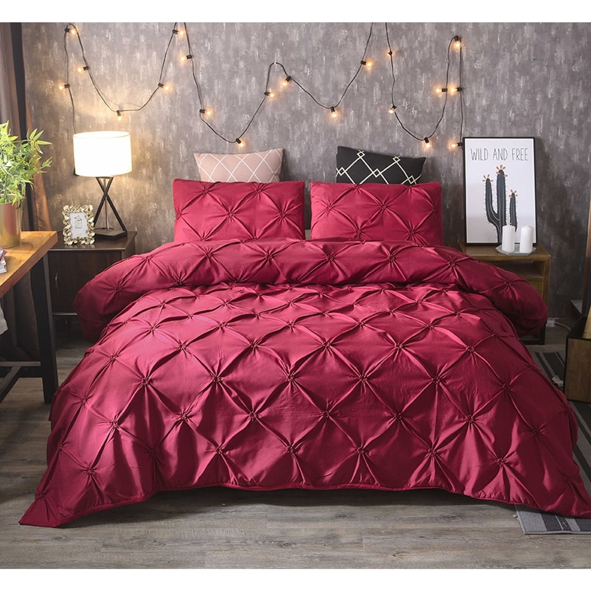 Duvet Cover Set Pinched Pleat Quilted Bedding - Image 7
