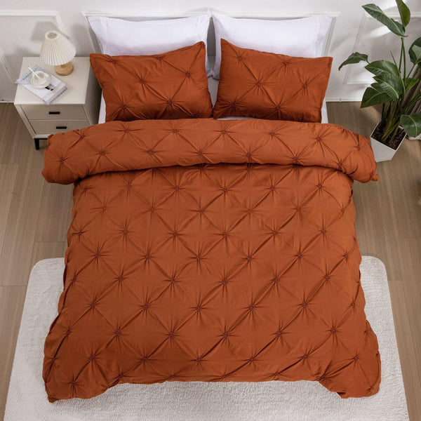 Duvet Cover Set Quilted Pinched Pleat King Size Bedding