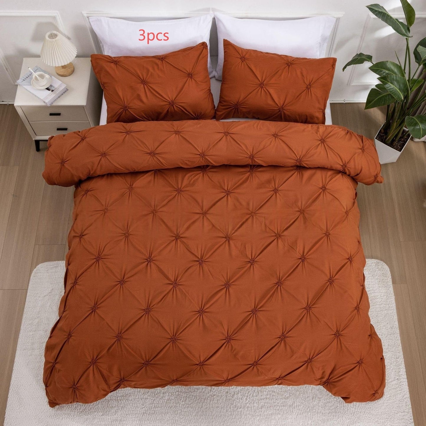 Duvet Cover Set Pinched Pleat Quilted Bedding - Image 9