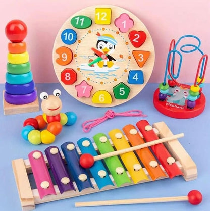 Eduquest 5-in-1 Wooden Montessori Activity Set For Baby Sensory Development - Image 7