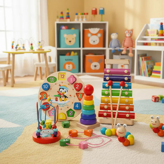Eduquest 5-in-1 Wooden Montessori Activity Set For Baby Sensory Development - Image 1
