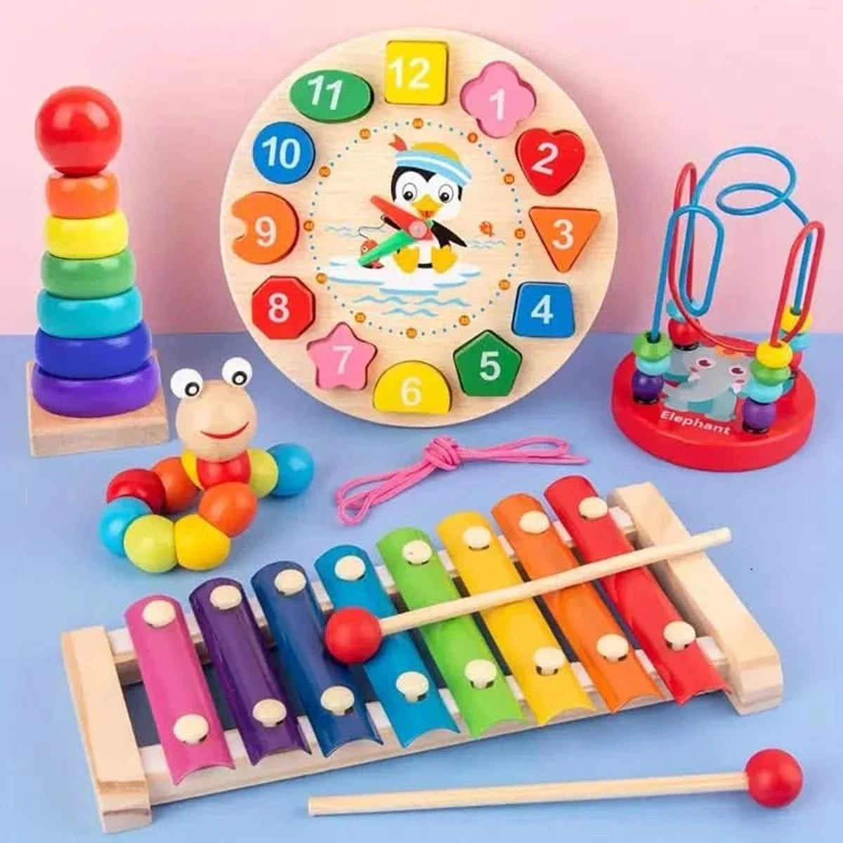 Eduquest 5-in-1 Wooden Montessori Activity Set For Baby Sensory Development - Image 3