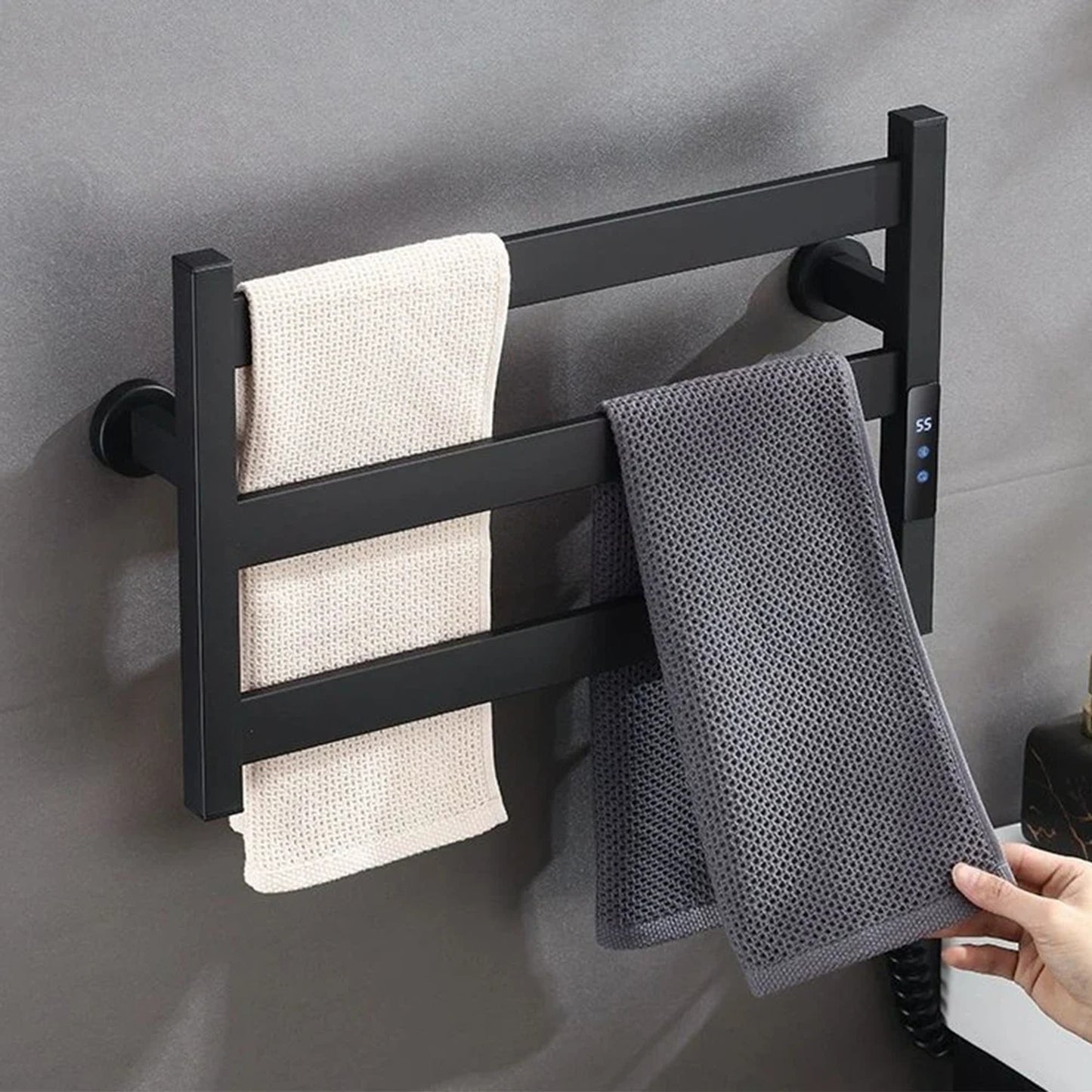 Electric Heated Towel Rack With 3 Bars Compact Warmer Multi-Level Temperature Control Space Saving Design - Image 3