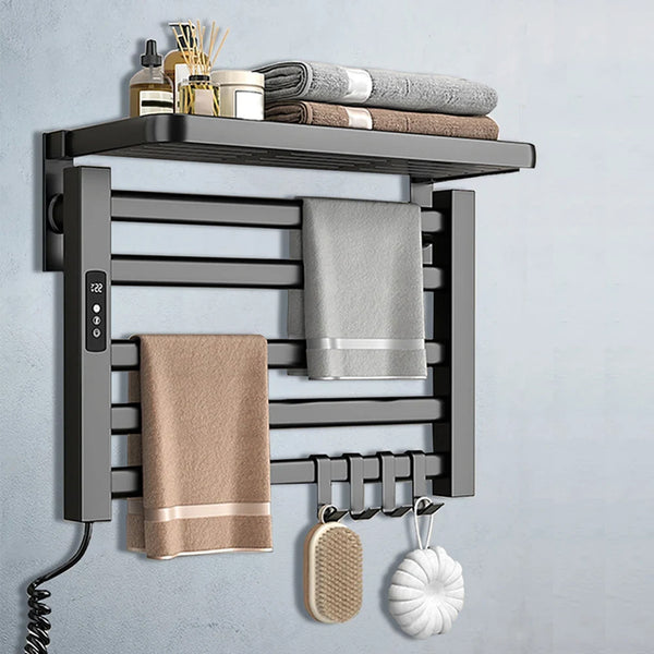 Electric Towel Rack With Digital Display And Time Control For Bathroom Use