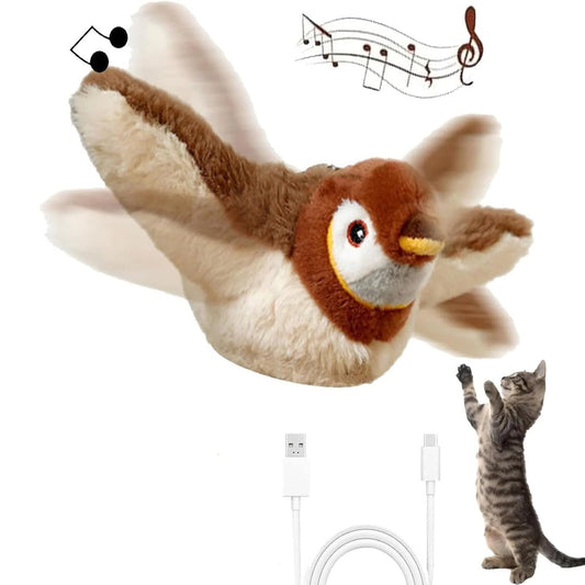 Electronic Flying Bird Cat Toy With Fluttering Wings And Hanging Cord - Image 1