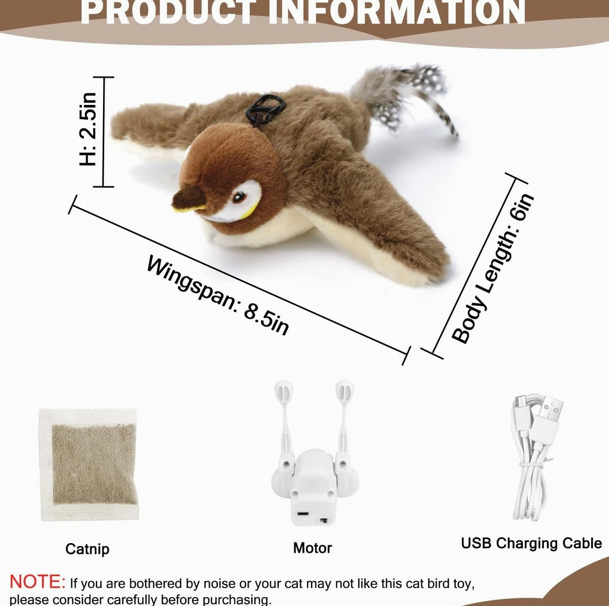 Electronic Flying Bird Cat Toy With Fluttering Wings And Hanging Cord - Image 5