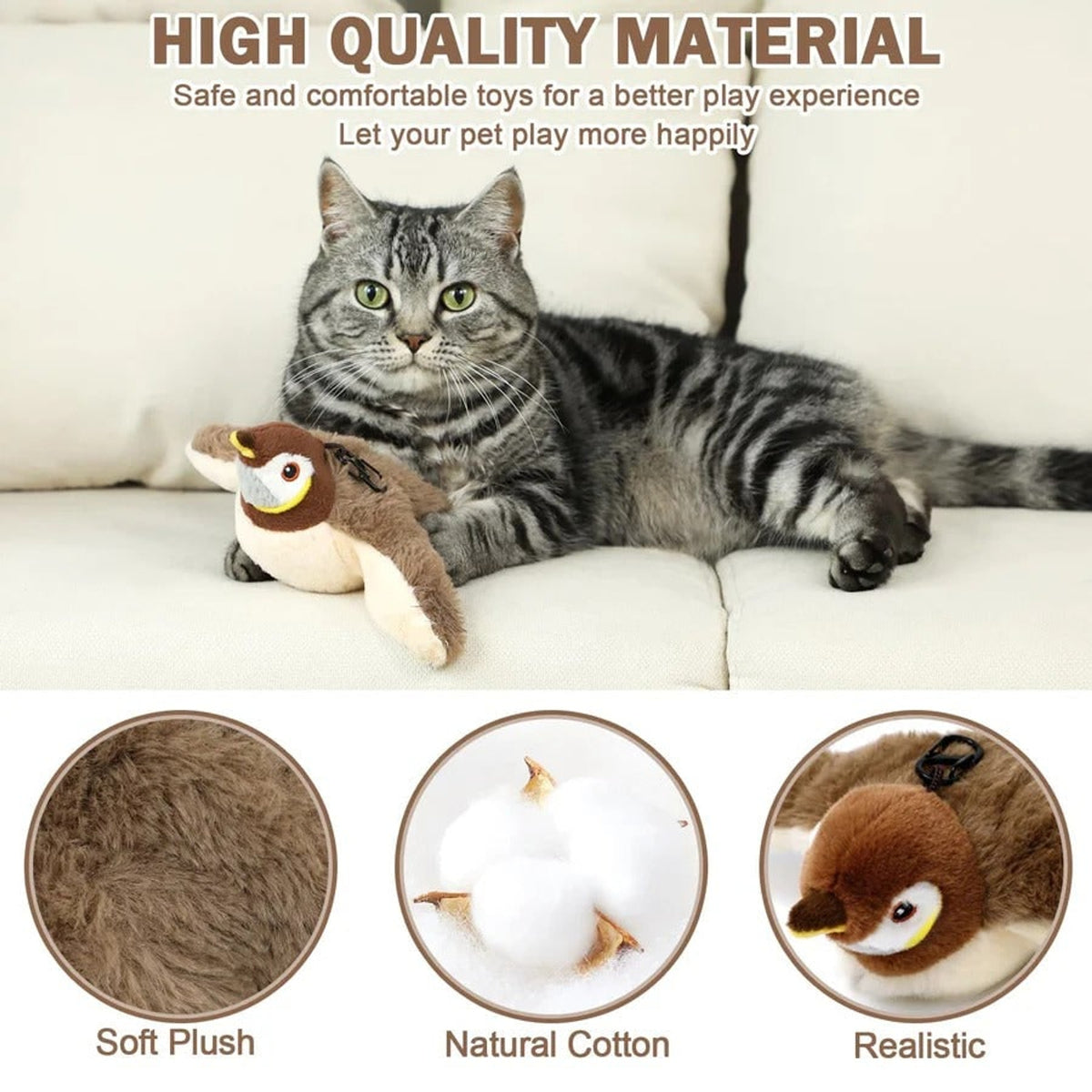 Electronic Flying Bird Cat Toy With Fluttering Wings And Hanging Cord - Image 4
