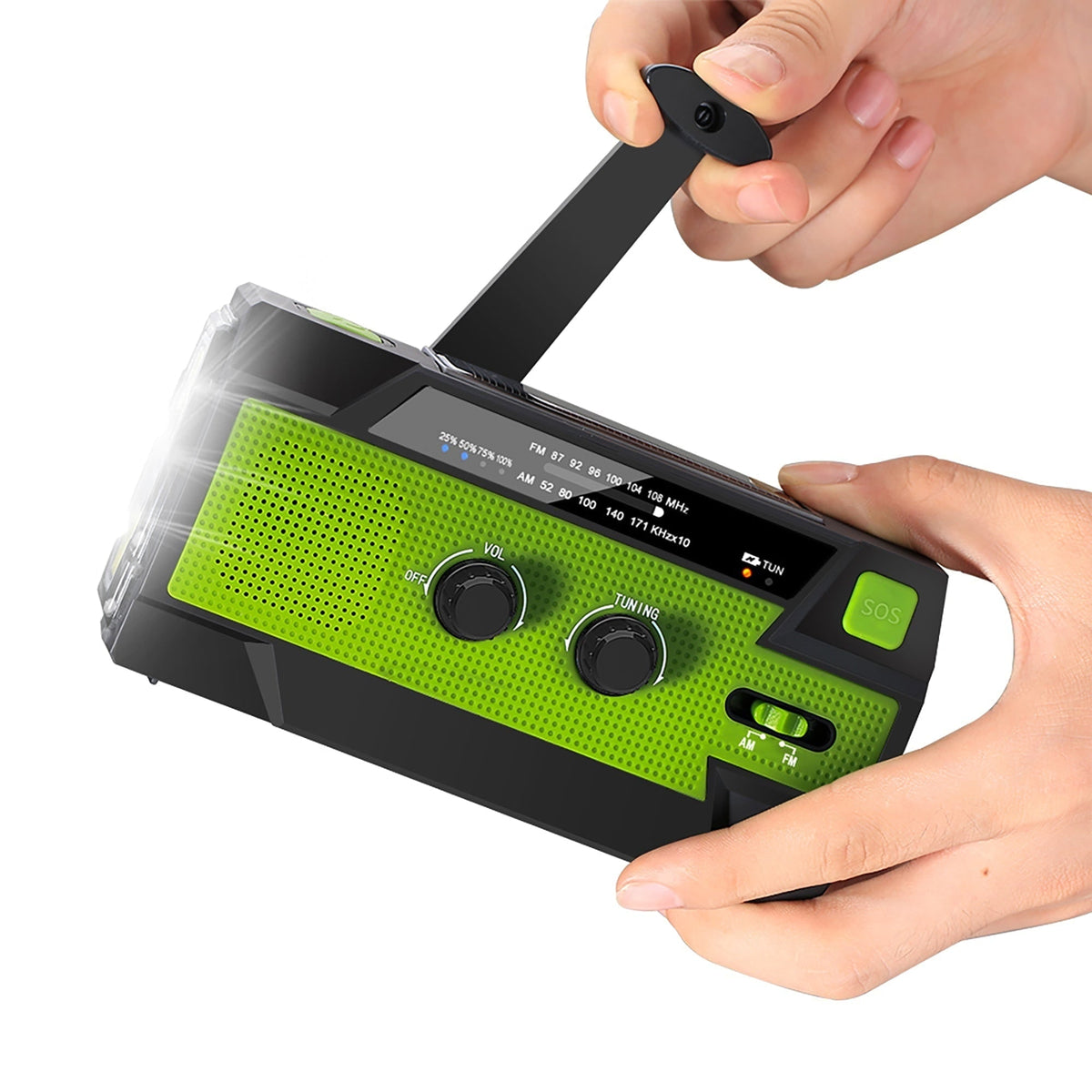 Emergency Radio Beacon With Hand Crank Solar Panel And LED Flashlight - Image 5