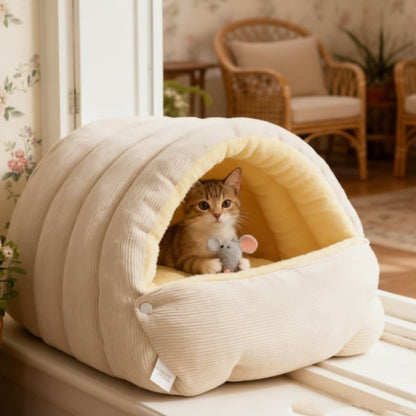 Enclosed Cat Bed With Arctic Fleece Lining For Warmth And Security - Image 6