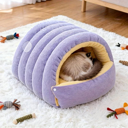 Enclosed Cat Bed With Arctic Fleece Lining For Warmth And Security - Image 2