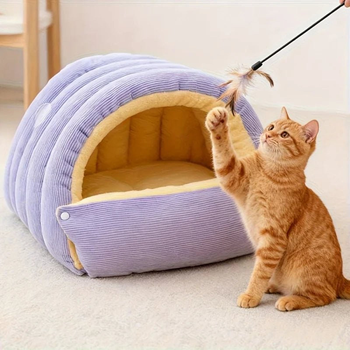 Enclosed Cat Bed With Arctic Fleece Lining For Warmth And Security - Image 4