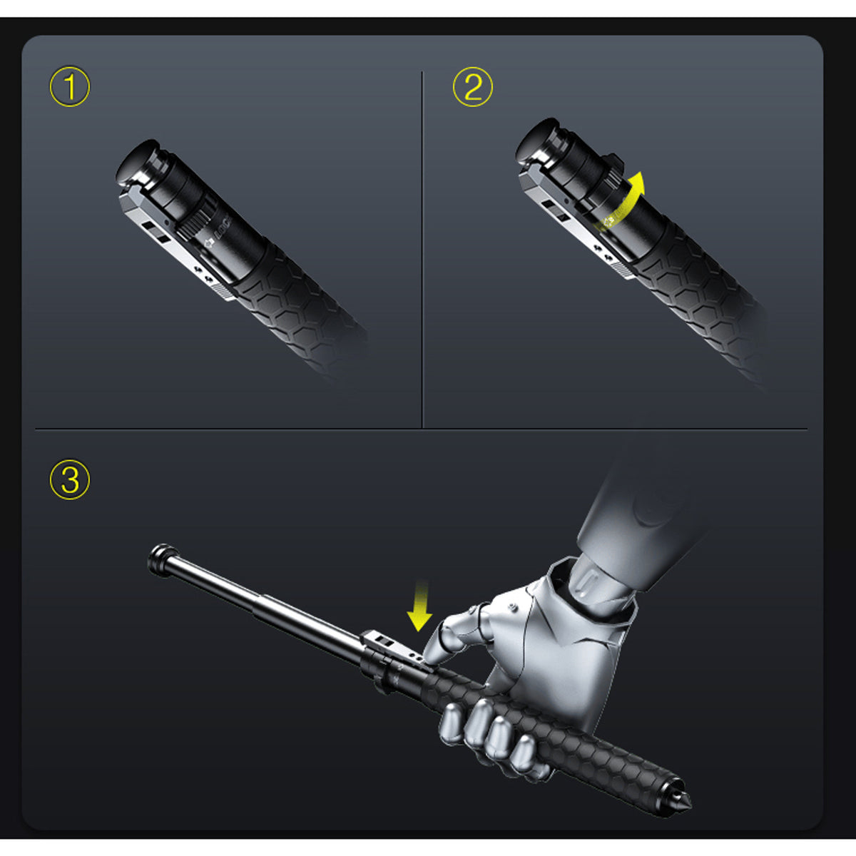 Expandable Baton With Telescopic Design Glass Breaker And Non-Slip Grip For Personal Safety - Image 5