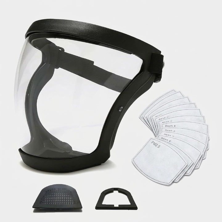 Face Shield With Replaceable Filters Transparent Full Face Visor With 10 Interchangeable Filters - Image 5