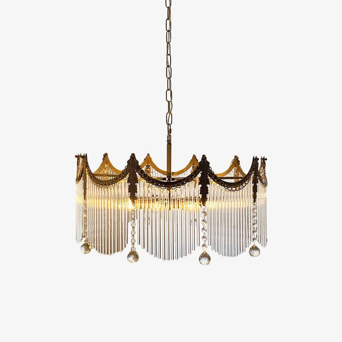Farmhouse Multi-Tier Glass Chandelier With Metal Frame - Image 1