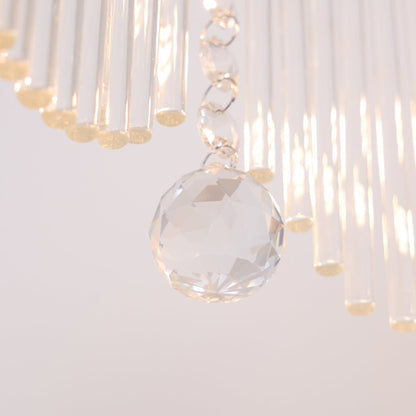 Farmhouse Multi-Tier Glass Chandelier With Metal Frame - Image 5