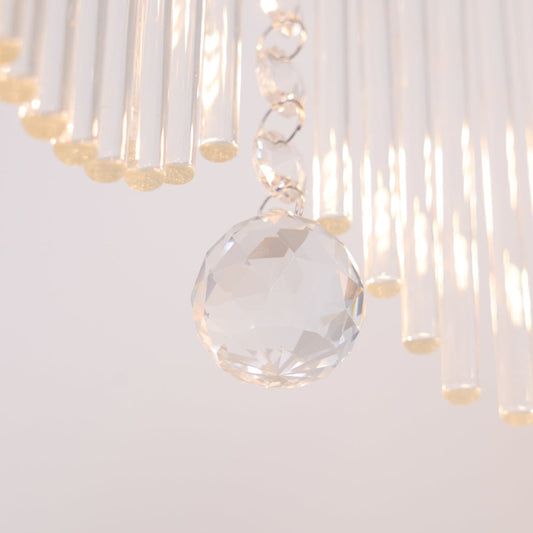 Farmhouse Multi-Tier Glass Chandelier With Metal Frame - Image 5