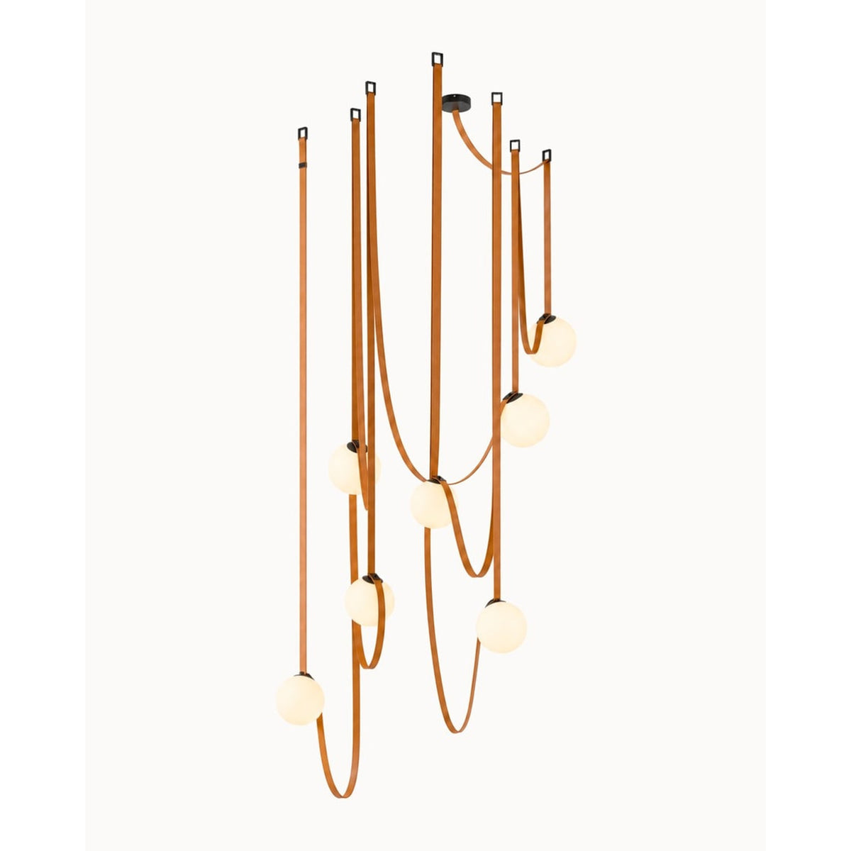 Faux Leather Multi-Bulb Globe Pendant Light - Image 1