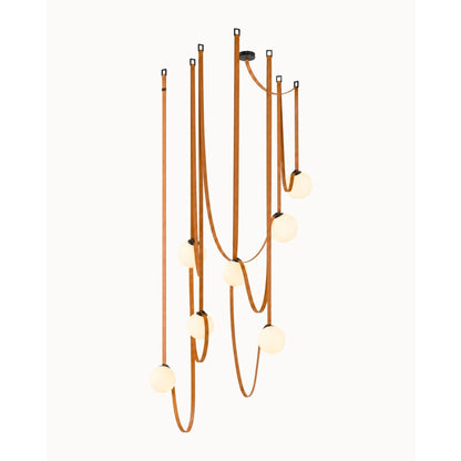Faux Leather Multi-Bulb Globe Pendant Light - Image 1