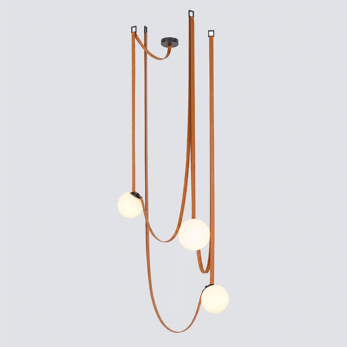 Faux Leather Multi-Bulb Globe Pendant Light - Image 6