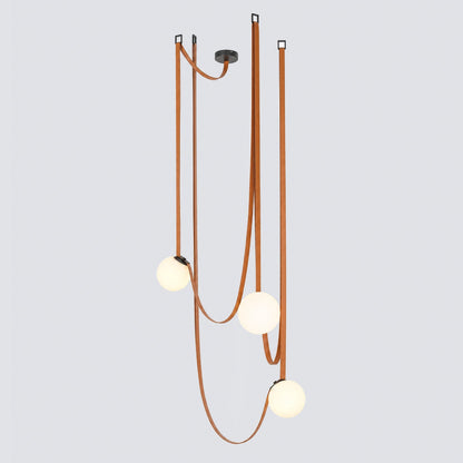 Faux Leather Multi-Bulb Globe Pendant Light - Image 6