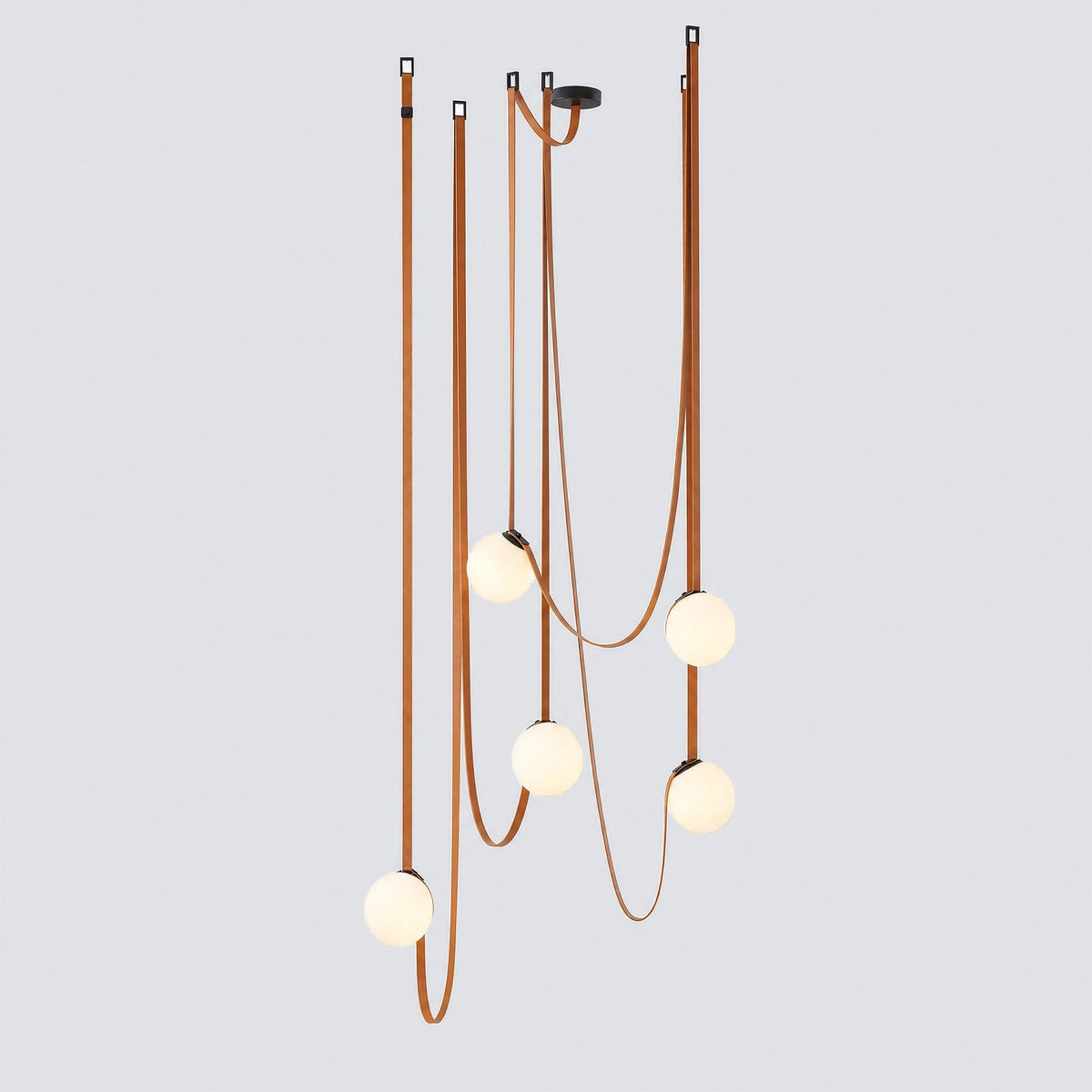 Faux Leather Multi-Bulb Globe Pendant Light - Image 7