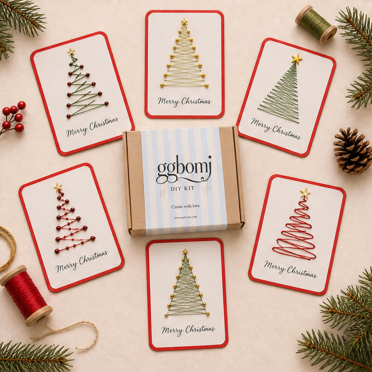 Fernstitch Christmas Embroidery Card Kit Beginner-Friendly 6-Design Diy Set - Image 6