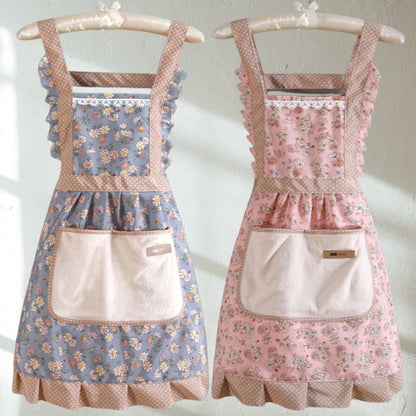 Floral Cooking Apron With Pockets Adjustable Fit - Image 1