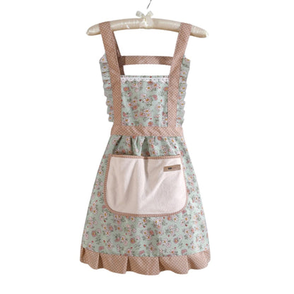 Floral Cooking Apron With Pockets Adjustable Fit - Image 3
