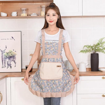 Floral Cooking Apron With Pockets Adjustable Fit - Image 7