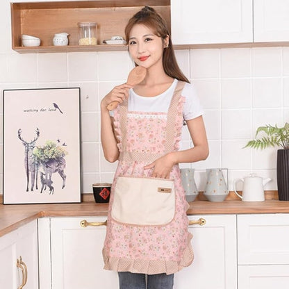 Floral Cooking Apron With Pockets Adjustable Fit - Image 8