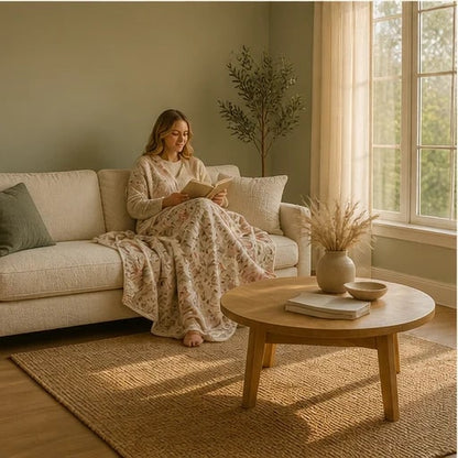 Floral Sherpa Blanket With Reversible Cotton Design - Image 3