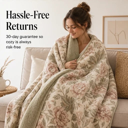 Floral Sherpa Blanket With Reversible Cotton Design - Image 7